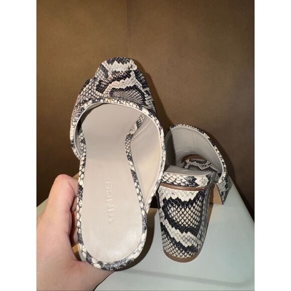 Vince Platform Mule Sandal in Snake Skin Embossed Leather - Picture 6 of 8